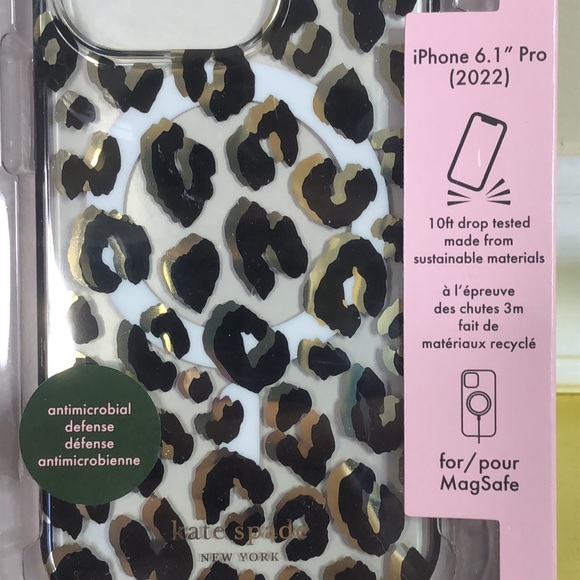 KATE SPADE New York iPhone 6.1” Pro 2022 Protective Hardshell 14 PRO Cat Leopard - Picture 4 of 12